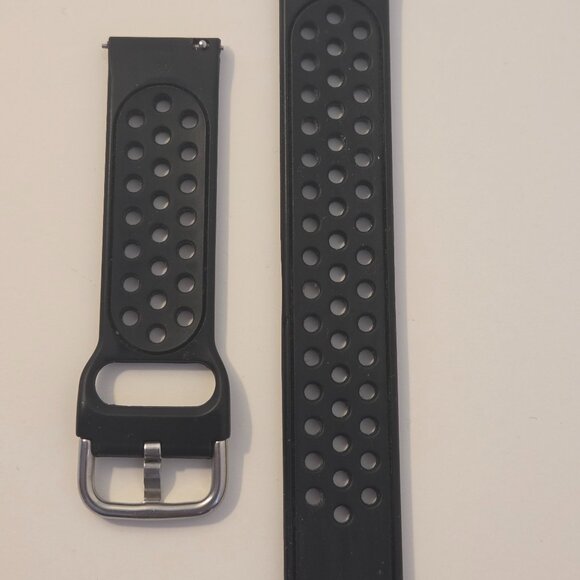 Black Silicone Universal Watch Band, 20mm - Picture 1 of 5